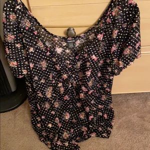 Black floral blouse